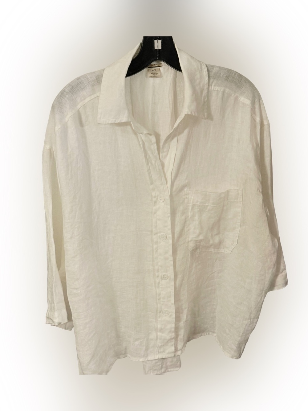 MAGASCHONI Women’s White 100% LINEN Button Down Shirt Sz M EUC